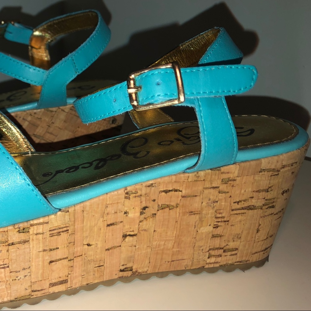 Sergio Zelcer Blue Cork Wedges 8 - Picture 5 of 6